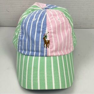 Polo Ralph Lauren Oxford Hat Cap Striped Colorblock Flesh Pony Preppy Old Money